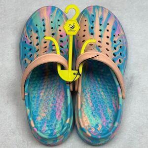 Joybees Unisex Size W9 M11 Clog Shoes Aqua Pink Tie Dye Water Shoes Slip On